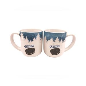 Set of 2 Oreo Cookie Glasses Frankford Coffee Mugs Hot Coco Cups‎ Winter Trees